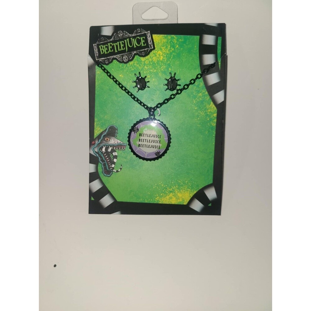 Beetlejuice Necklace & Earring Set Spiderweb NEW